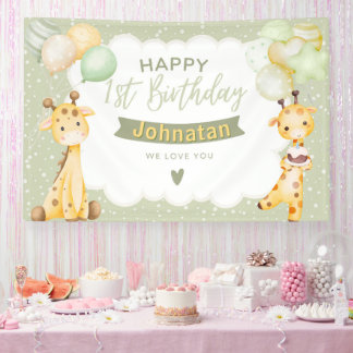 Banderoles Jungle Safari 1er Anniversaire Thème Girafe Mignon