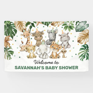 Banderoles Jungle tropicale Safari Animaux Baby shower Bienve