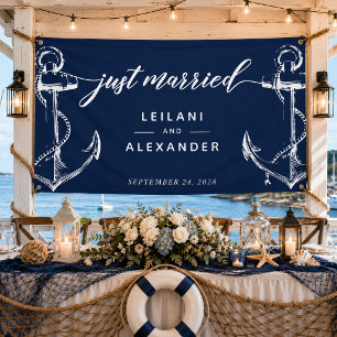 Banderoles Juste marié Nautical Ancre Mariage