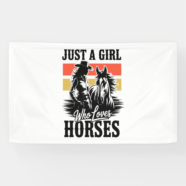 Banderoles Juste une fille qui aime les chevaux (3) (Horizontal)