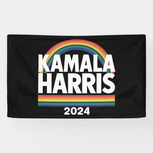 Banderoles Kamala Harris 2024 Gay pride arc-en-ciel élection  (Horizontal)