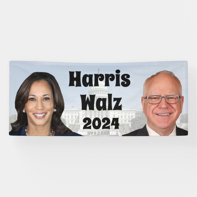 Banderoles Kamala Harris et Tim Walz 2024 (Horizontal)