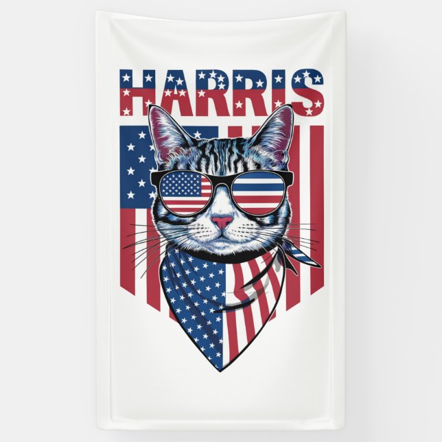 Banderoles Kamala Harris pour le président 2024 Funny Cat (Vertical)