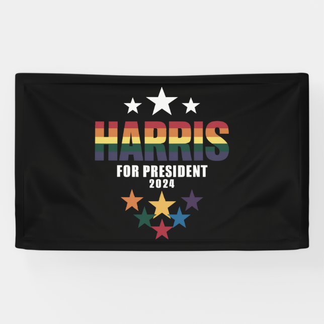 Banderoles Kamala Harris Rainbow Gay pride élection LGBT 2024 (Horizontal)