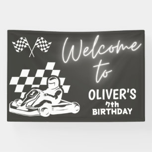 Banderoles Karting, voiture de course garçon anniversaire