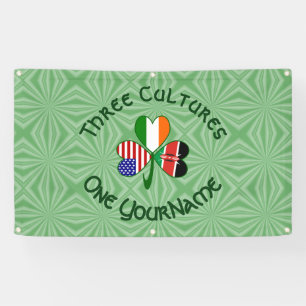 Banderoles Kenyan Irish American Flags Shamrock Votre nom