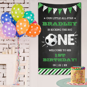 Banderoles Kicking The Big One   Soccer 1st Birthday Welcome