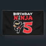 Banderoles Kids Birthday Ninja<br><div class="desc">This Birthday Ninja 5 makes a parfaite venin pour une fête de cinq ans à l'ancienne. "It feese the Japanese Symbole for Ninjutsu with a cartoon ninja doing a karate kick that the birthday or girl will love" This ninja birthday design for boys and girls is a perfect fit for...</div>