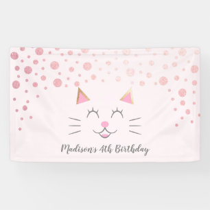 Banderoles Kitty Chat rose Anniversaire