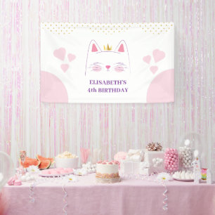 Banderoles Kitty Chat rose et or fête d'anniversaire