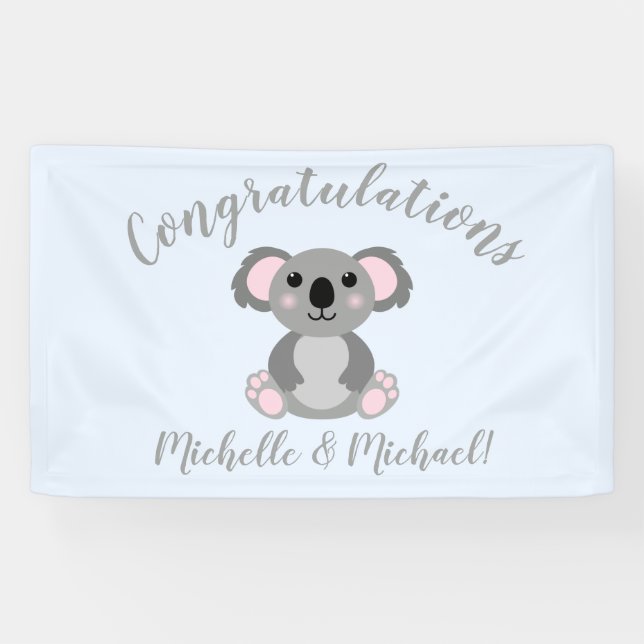Banderoles Koala Bear Baby shower Blue Boy (Horizontal)