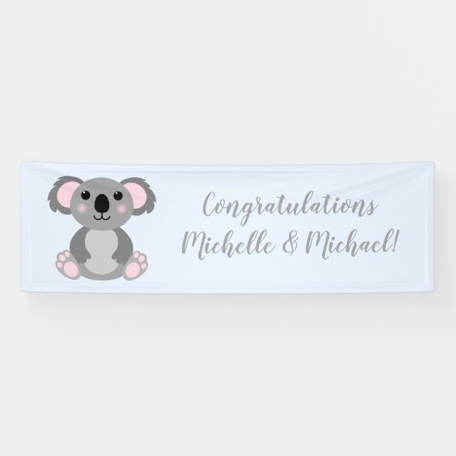Banderoles Koala Bear Baby shower Blue Boy (Horizontal)
