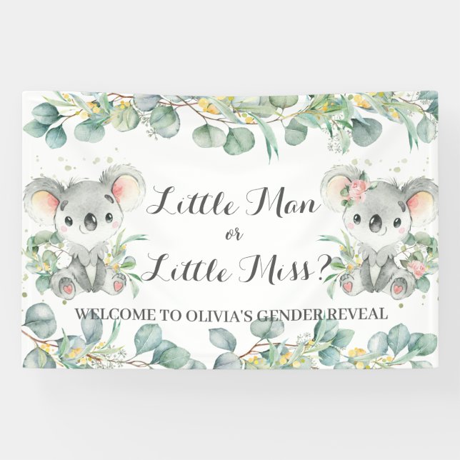 Banderoles Koalas Greenery Genre Révéler Bienvenue Contexte (Horizontal)
