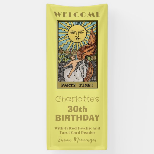 Banderoles La carte Sun Tarot | Jaune Anniversaire (Vertical)