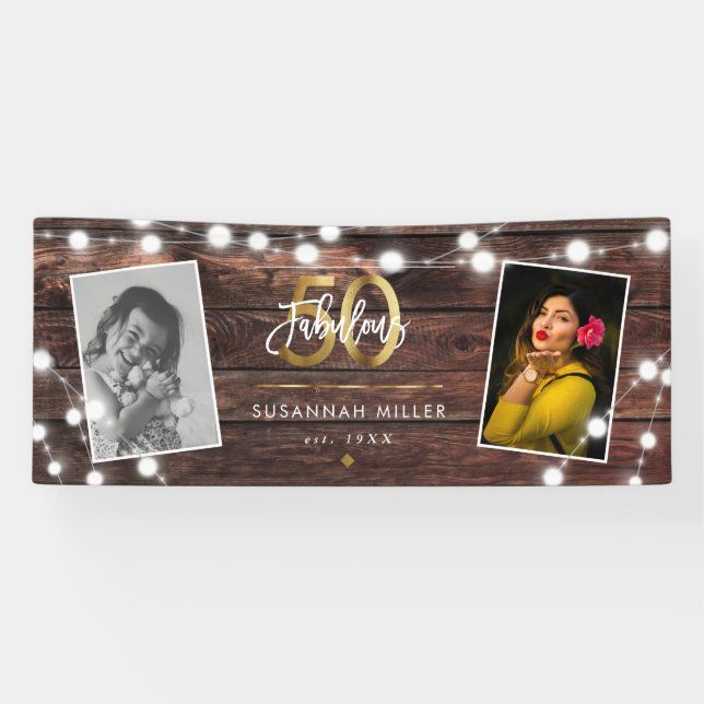 Banderoles La cordes rustique moderne éclaire le vol d'or 50e (Horizontal)