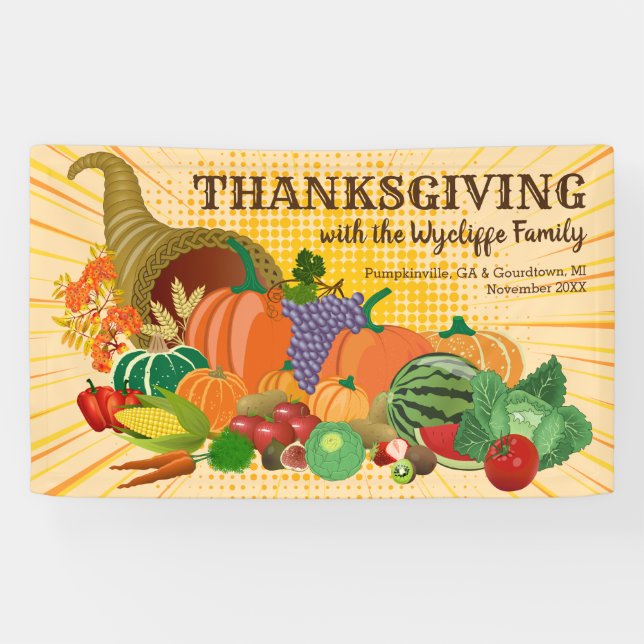 Banderoles La Corne d'abondance de Cornucopia de Thanksgiving (Horizontal)