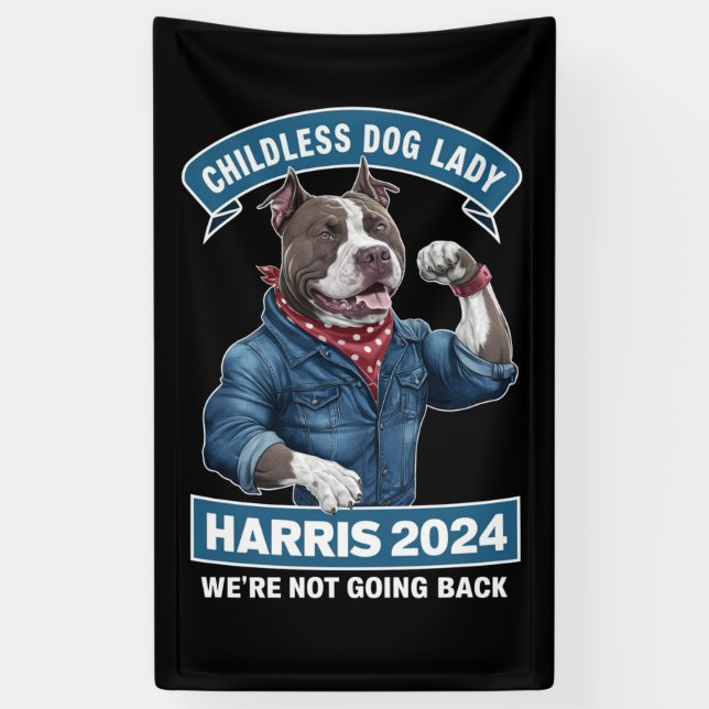 Banderoles La Dame des Chiens Sans Enfants Vote Kamala Electi (Vertical)