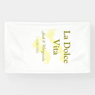 Banderoles La Dolce Vita jaune mariage couple Nom date glit