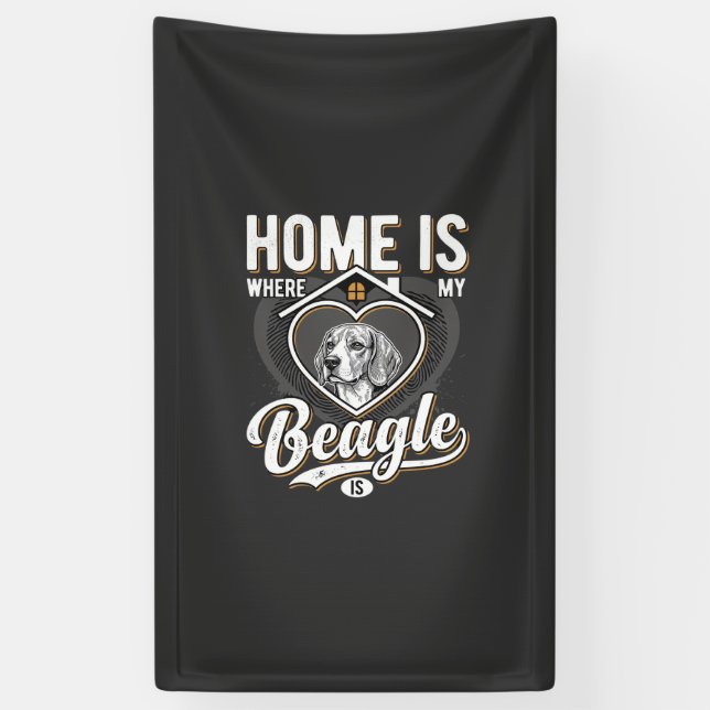 Banderoles La maison est où est mon Beagle_1 (Vertical)