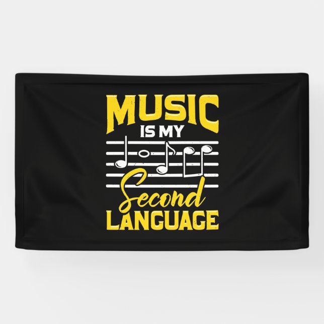 Banderoles La musique enseignante est ma langue seconde (Horizontal)