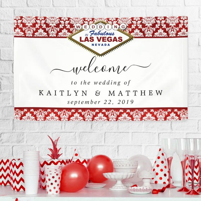 Banderoles La Parties scintillant Damask Las Vegas Mariage Co (Créateur téléchargé)