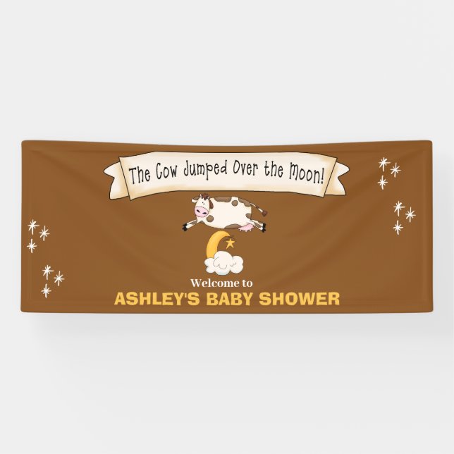 Banderoles La vache sauta au-dessus de la lune Bienvenue (Horizontal)