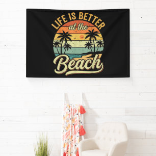Banderoles La vie est meilleure à la plage vacances d'été rét