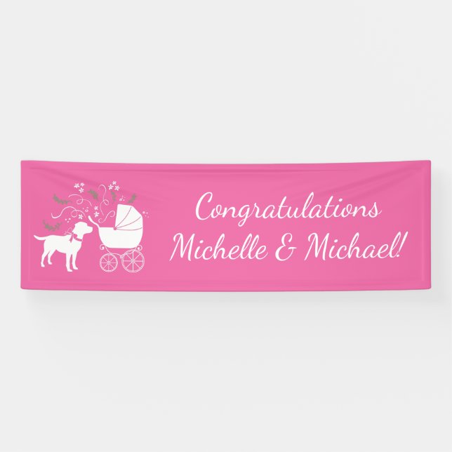 Banderoles Labrador Chien Baby shower Rose Girl Lab (Horizontal)