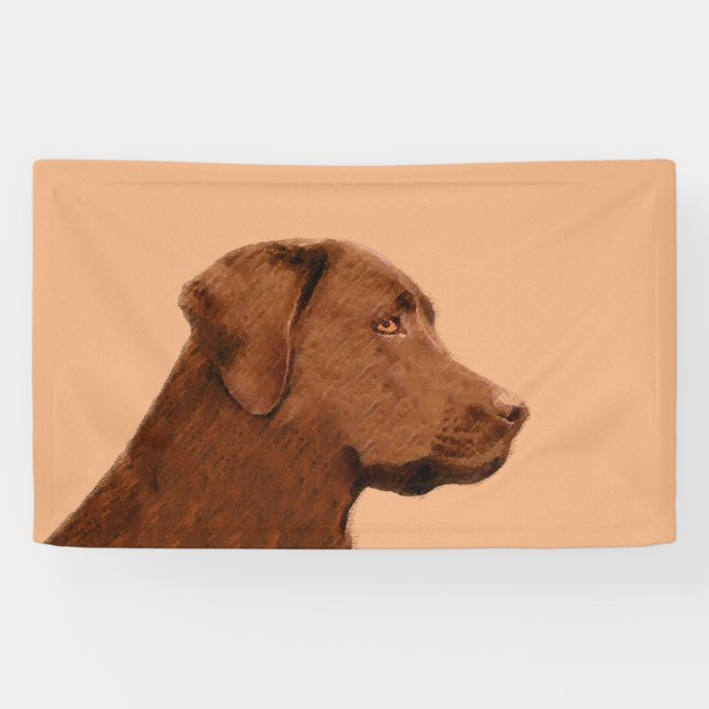 Banderoles Labrador Retriever (Chocolat) Peinture - Chien Art (Horizontal)