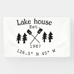 Banderoles Lake house et. Date année coordonnées personnalisé