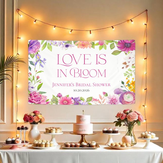 Banderoles L'amour est en fleurs | Réception de mariage flora (Créateur téléchargé)