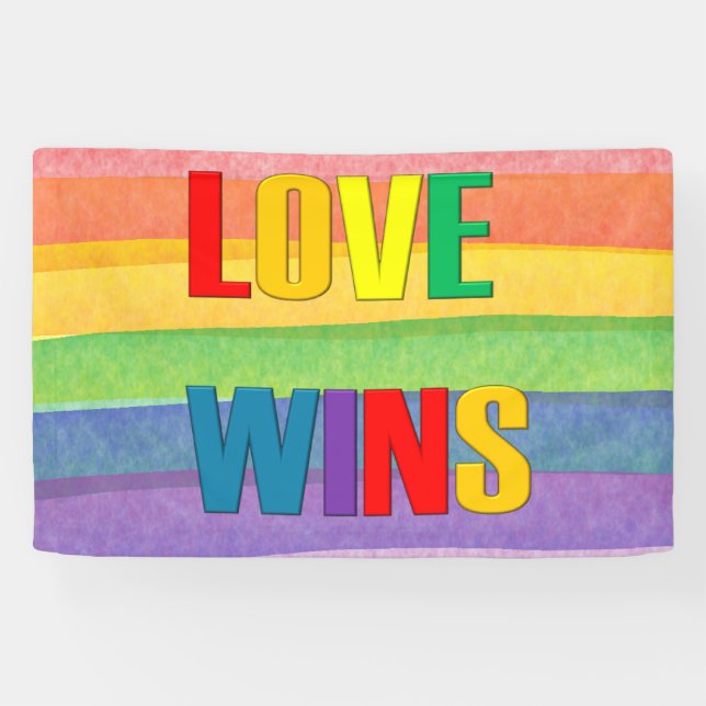 Banderoles L'amour gagne LGBTQ+ / Pride Rainbow Slogan (Horizontal)