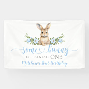 Banderoles Lapin Floral Bleu de Printemps Some Bunny 1er Anni