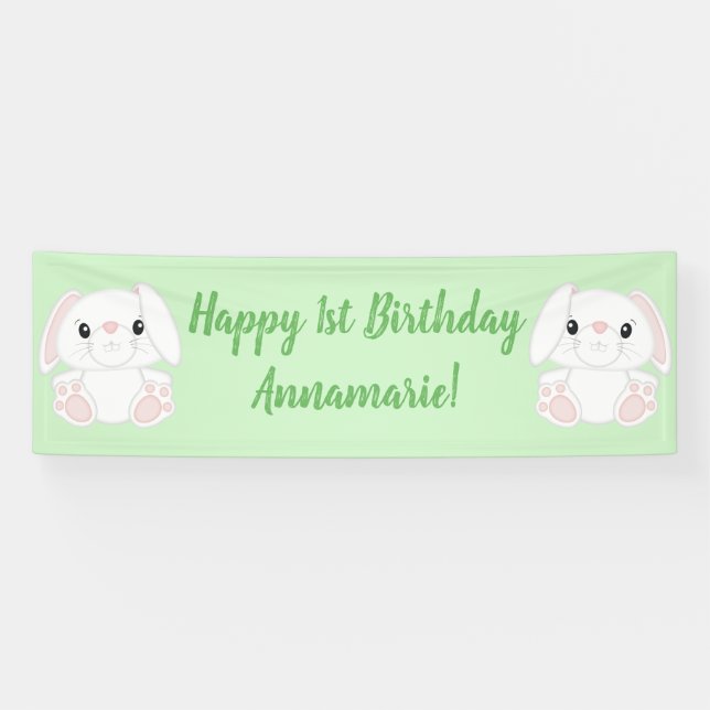 Banderoles Lapin Lapin Fête d'Anniversaire Vert (Horizontal)