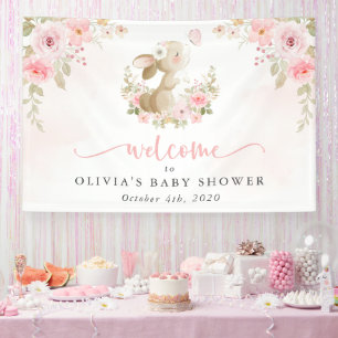 Banderoles Lapin, Papillon, Fleurs, Bienvenue à la Baby Showe