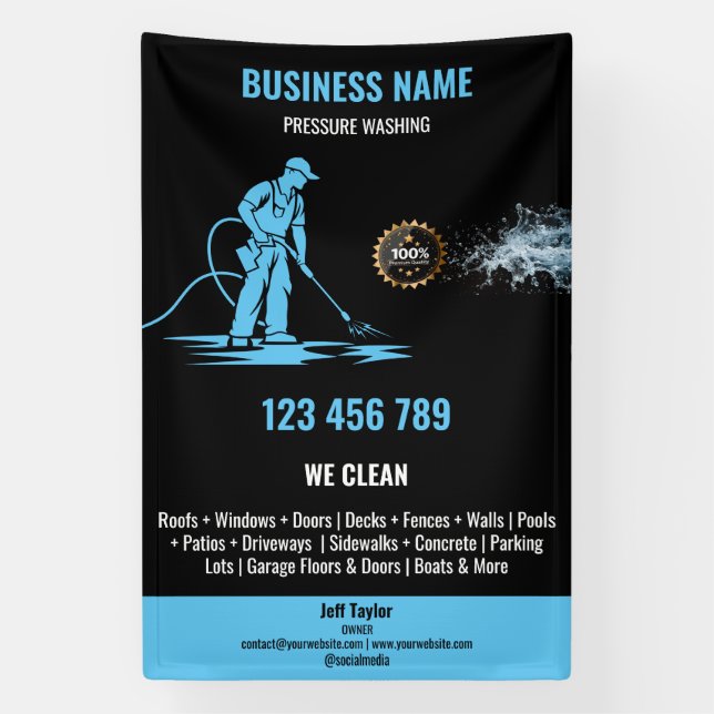 Banderoles Lavage de puissance de pression professionnel Gold (Verticale)