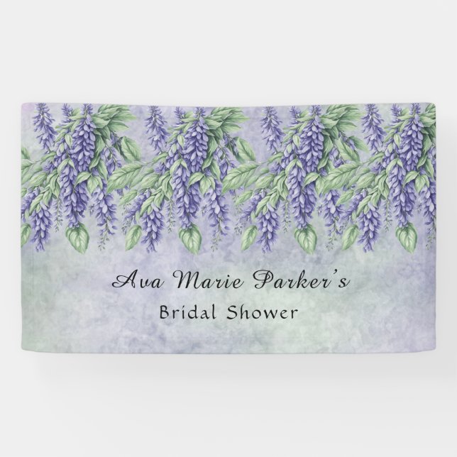 Banderoles Lavage Mariage Fleur de Glycine Lavande (Horizontal)