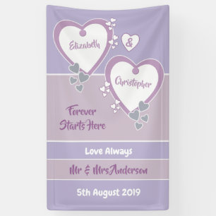 Banderoles Lavande et Lilac avec le coeur Mariage arrière-pla