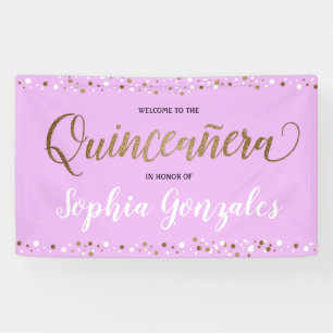 Banderoles Lavande violet or confetti Quinceanera Anniversair