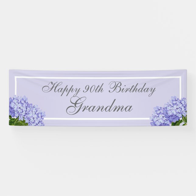 Banderoles Lavender Hydrangea Joyeux 90e anniversaire grand-m (Horizontal)