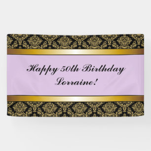 Banderoles Lavender n'importe quel âge or Damask Anniversaire
