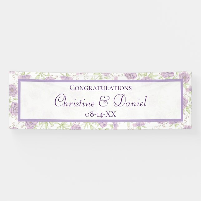 Banderoles Lavender Purple Rose Wedding (Horizontal)