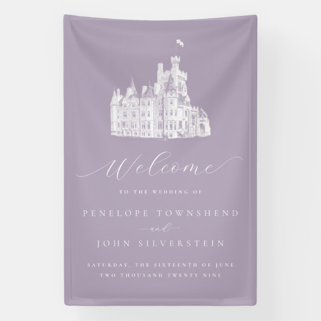 Banderoles Lavender Vintage Castle Wedding Welcome (Verticale)