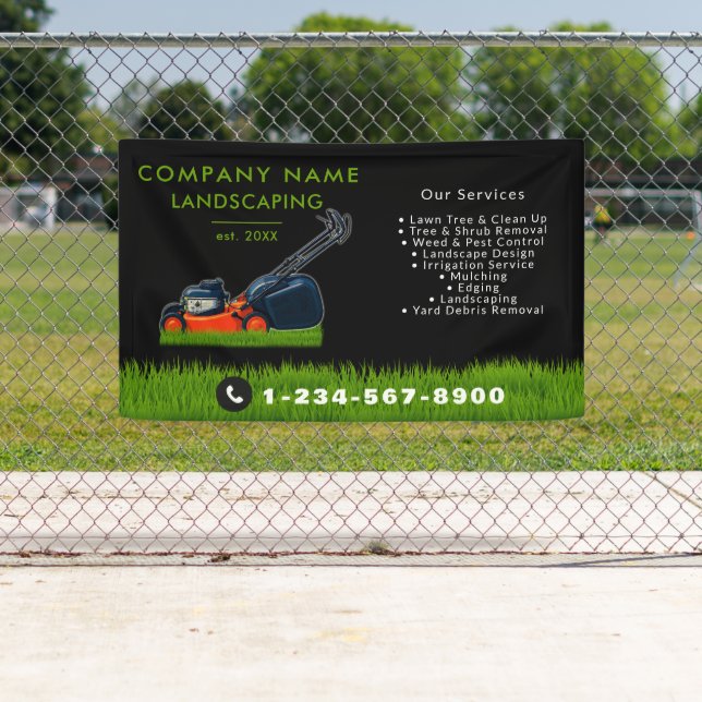Banderoles Lawn Mowing Landscaping Garden Lawn Care Black (En situation)