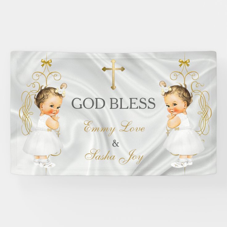 Banderoles Le Bebe Jumelle L Or De Bapteme De Bapteme Zazzle Fr