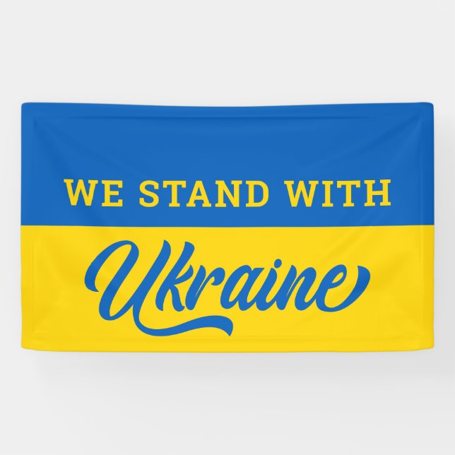 Banderoles Le Drapeau Ukrainien Avec L'Ukraine (Horizontal)