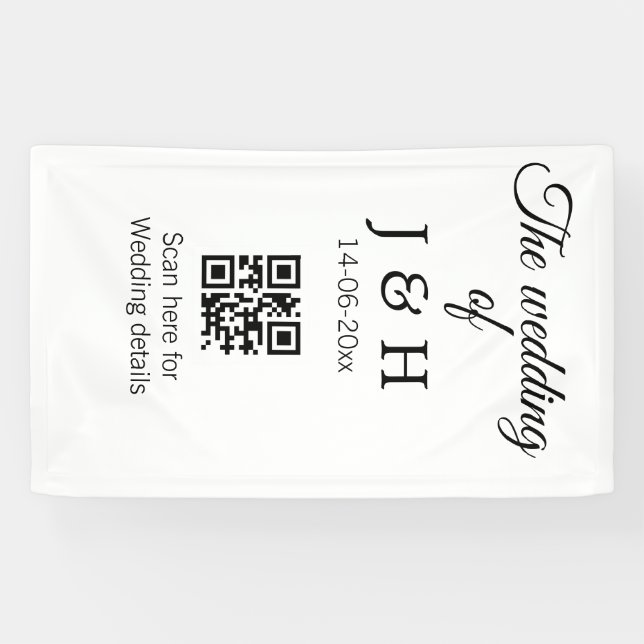 Banderoles Le mariage d'ajouter le nom de couple QR code scan (Horizontal)