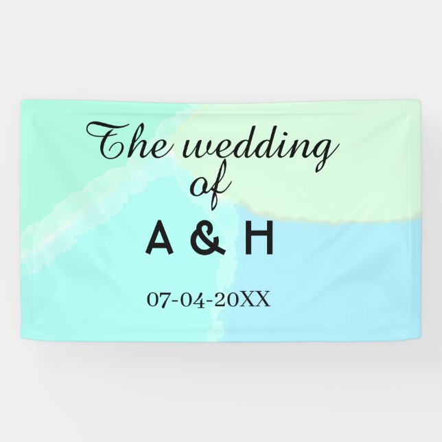 Banderoles Le mariage de la lettre initiale du nom du couple  (Horizontal)