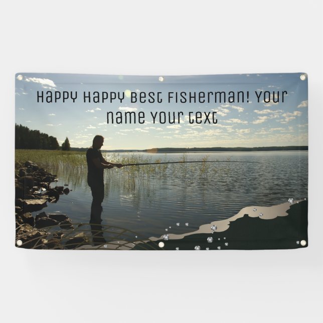 Banderoles Le pêcheur. Bonne pêche (Horizontal)