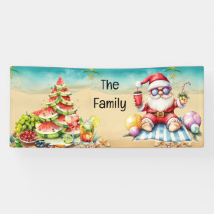 Banderoles Le Père Noël Hawaï et la pastèque arbre de Noël